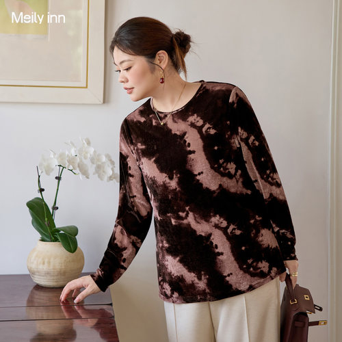 美丽客栈冰花猫眼丝绒显瘦打底衫