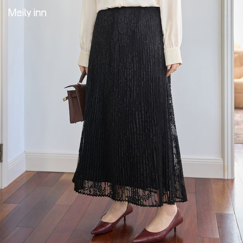 美丽客栈蕾丝提花优雅半身裙