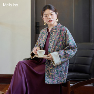 高端定制蜀锦真丝新中式 女装 国风棉服女 大码 美丽客栈2025秋冬新款