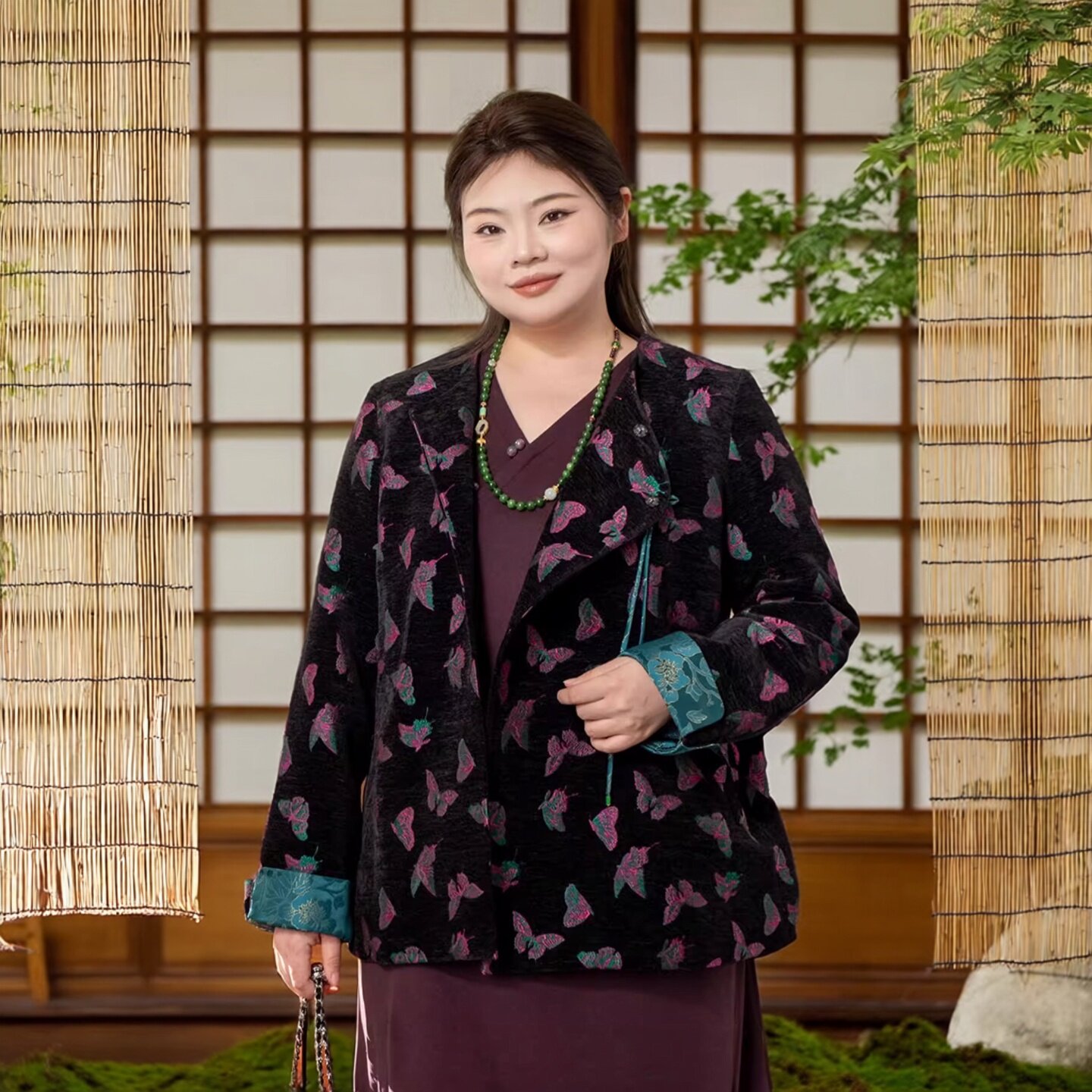 美丽客栈原创高端大码女装2025秋冬新款胖mm200斤新中式短外套女