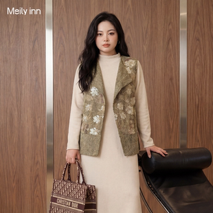 美丽客栈高端大码高级感马甲女轻奢老钱风无袖上衣胖mm显瘦坎肩