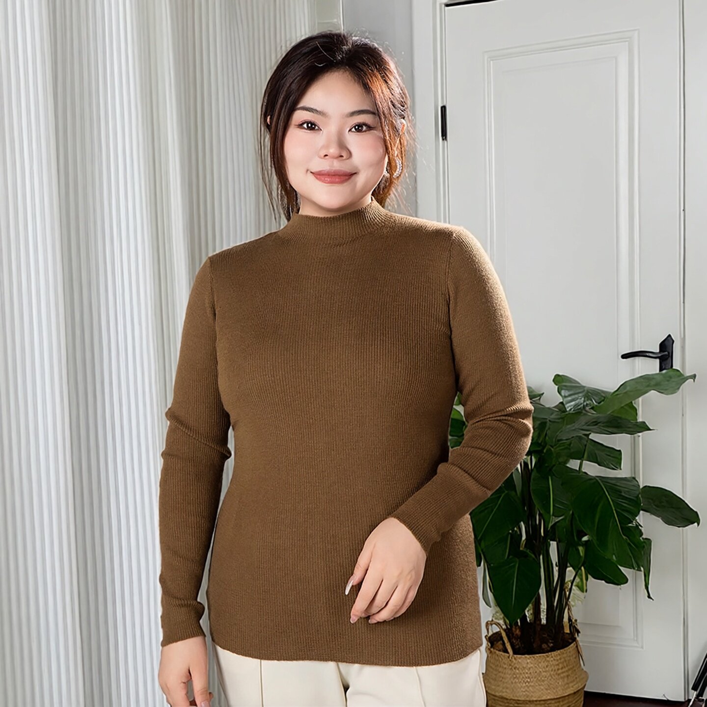 美丽客栈【100%羊毛保暖】轻薄针织衫女保暖秋冬款高领大码打底衫