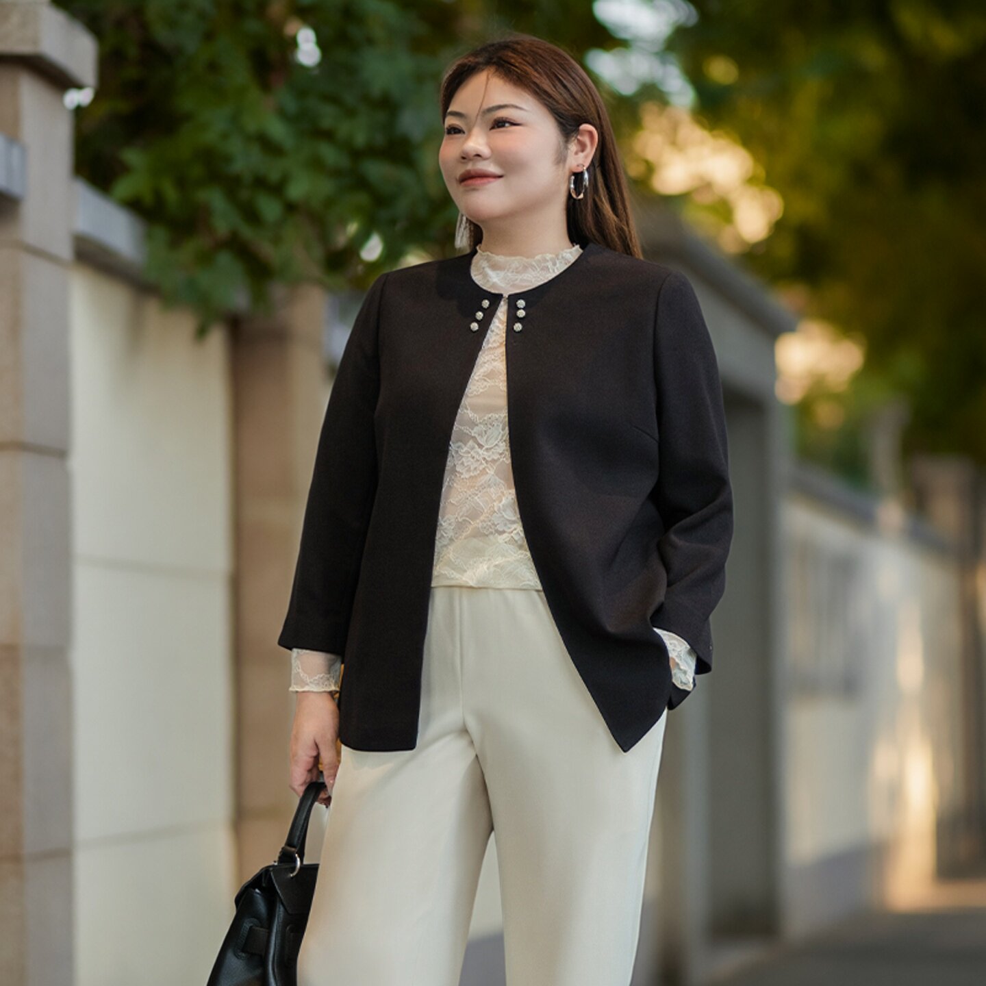 【醋酸】美丽客栈百搭高级感通勤小西装气质优雅九分袖宽松外套女