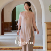 胖mm200斤加肥加大圆领缎面七分袖 美丽客栈原创高端大码 女装 T恤夏