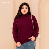 美丽客栈2025秋季 女 高领重磅保暖康塞妮全羊绒毛衣套头衫 大码 女装