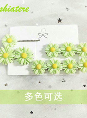 花朵碎发淡绿色组合韩版夹子头饰