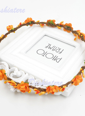 简约花环橙色头饰闺蜜姐妹团头箍秋季婚礼小浆果伴娘发圈花箍少女