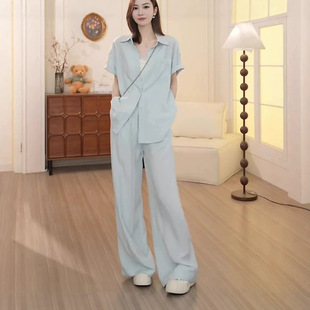 贵气清凉风休闲夏装一整套穿搭今年2026爆款减龄短袖两件套女装