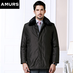 爱缪斯中长款 黄金水貂可拆卸内胆毛领尼克服皮草大衣外套 棉服男士