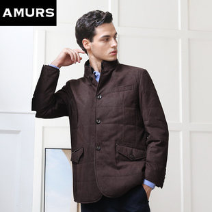 加厚真皮皮衣 冬款 Amurs 爱缪斯小胎牛皮棉服外套