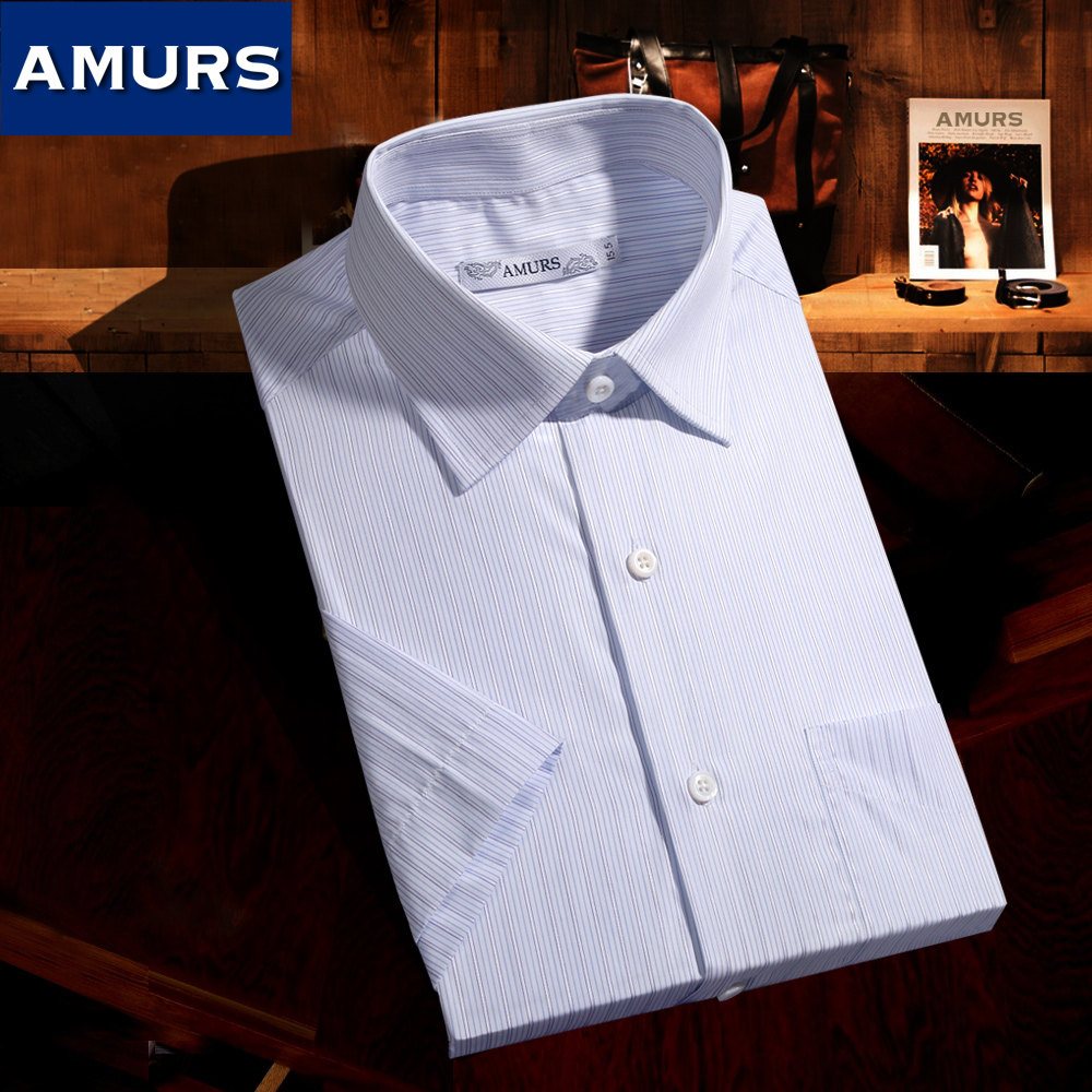 ALUMO面料200支双股爱缪斯高端短袖衬衣进口高档商务正装衬衣男