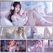 禁欲系美女鼠标垫超大号男生电脑键盘办公桌面垫定制电竞游戏桌垫