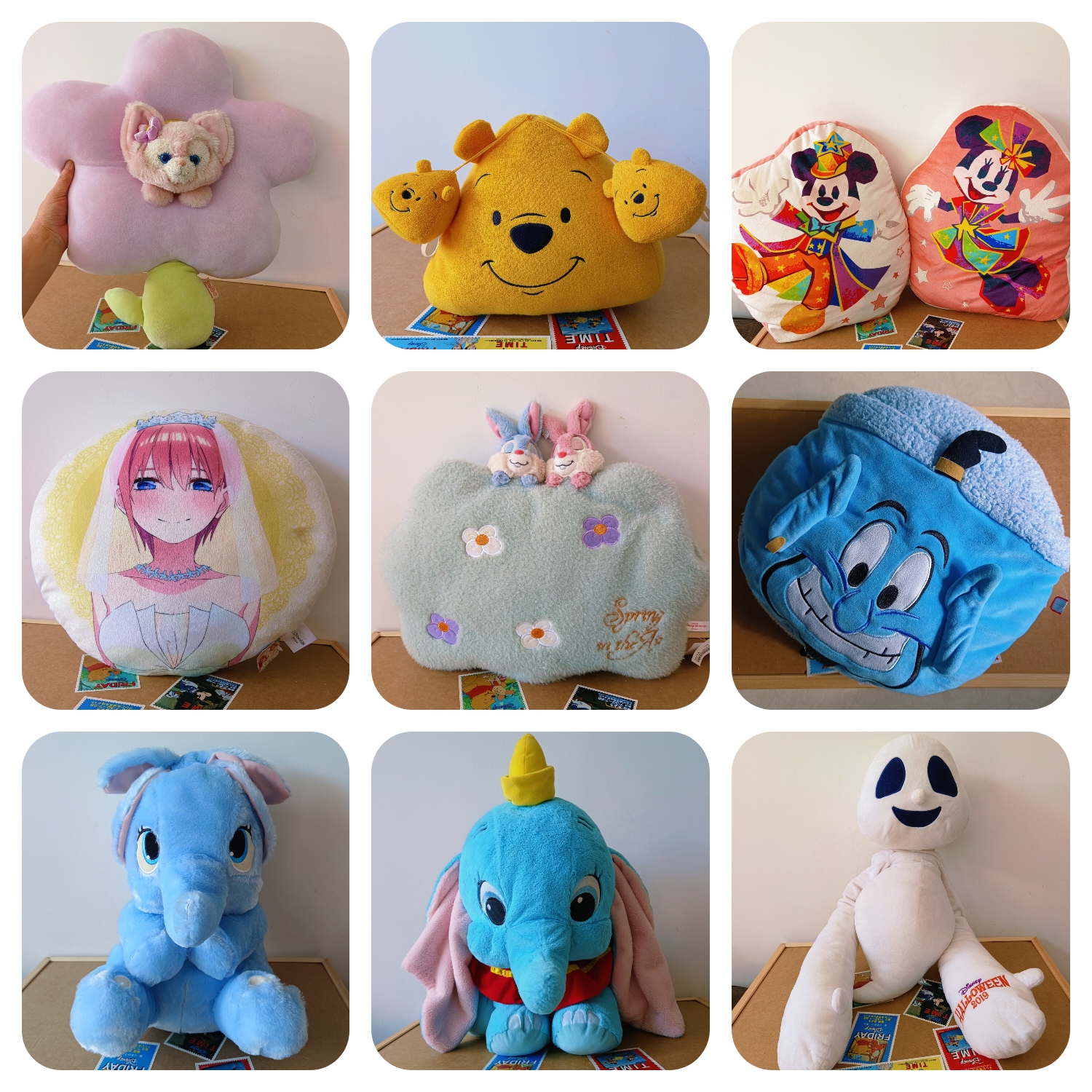 日淘中古东迪阿拉丁神灯米奇米妮四十周年粽子噗噗邦尼兔大号抱枕