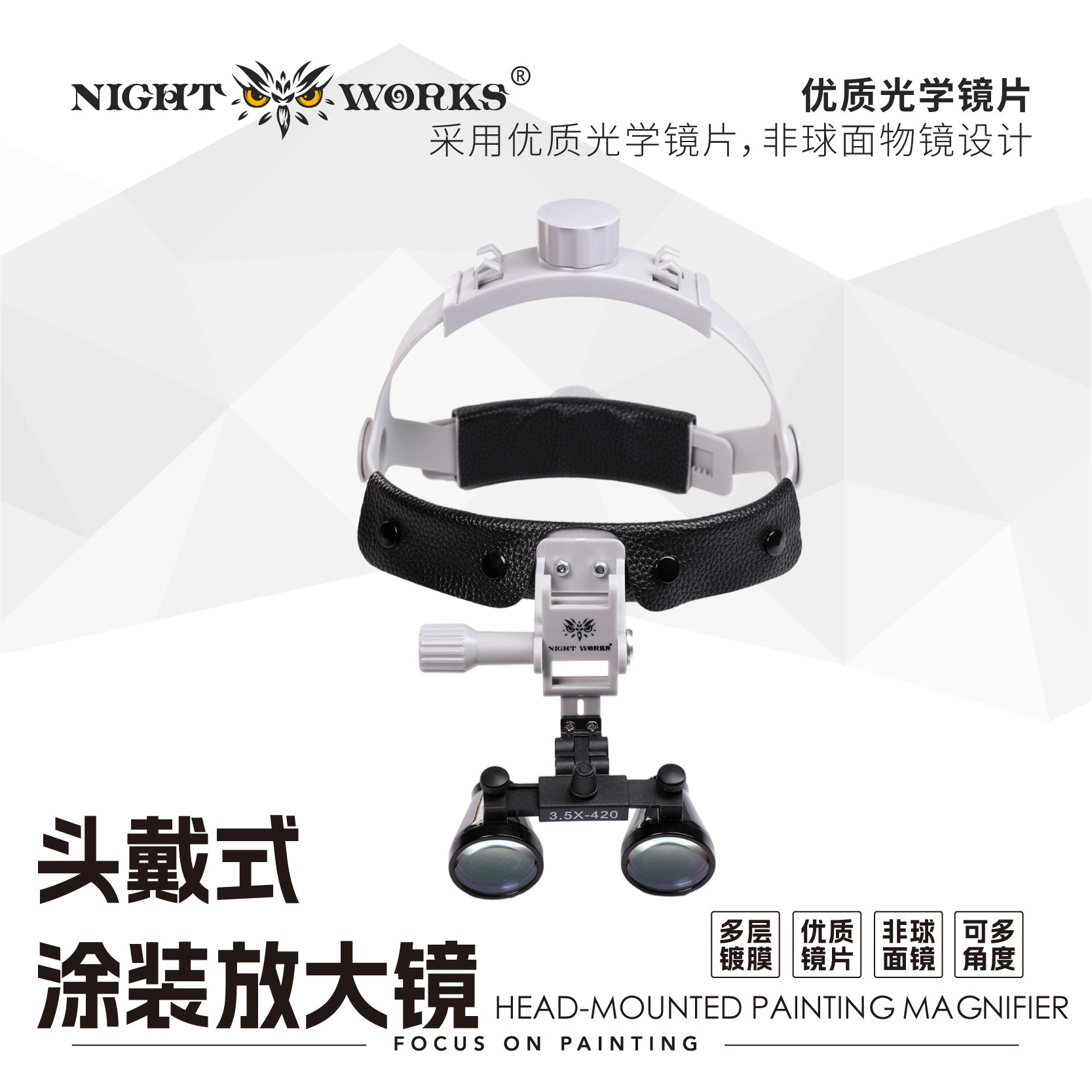 夜之工坊NightWorks头戴式涂装放大镜微雕模型细节涂装制作好帮手