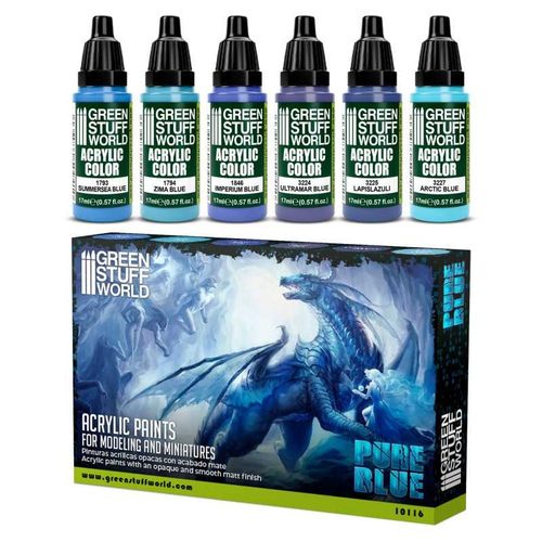 GreenStuffWorld GSW 套漆 - 纯蓝 水性漆丙烯笔涂 战锤/人像/