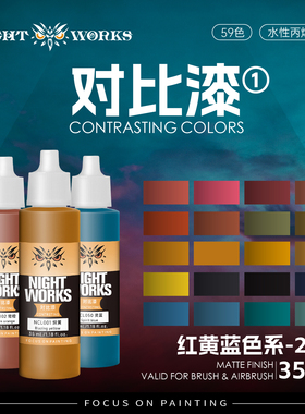夜店漆NightWorks NCL 对比漆 红黄蓝色 水性丙烯 笔涂漆 35ml