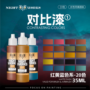 夜店漆NightWorks NCL 对比漆 红黄蓝色 水性丙烯 笔涂漆 35ml