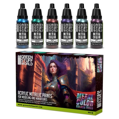 GreenStuffWorld GSW 金属涂料套漆 - 彩色 水性漆丙烯笔涂战锤