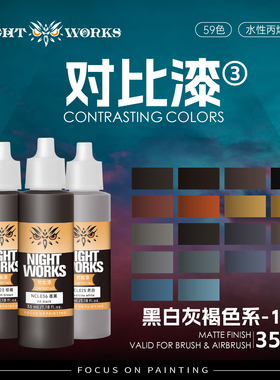 夜店漆NightWorks NCL 对比漆黑白灰褐色系 水性丙烯 笔涂漆 35ml