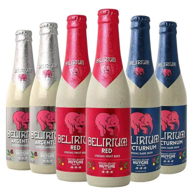 比利时进口啤酒 粉象给劲樱桃粉象啤酒Delirium粉红小象艾尔啤酒
