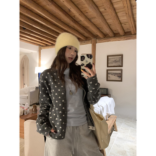 女 ins风小众设计休闲慵懒呢开衫 荒荒家 星星毛衣外套2025秋冬新款