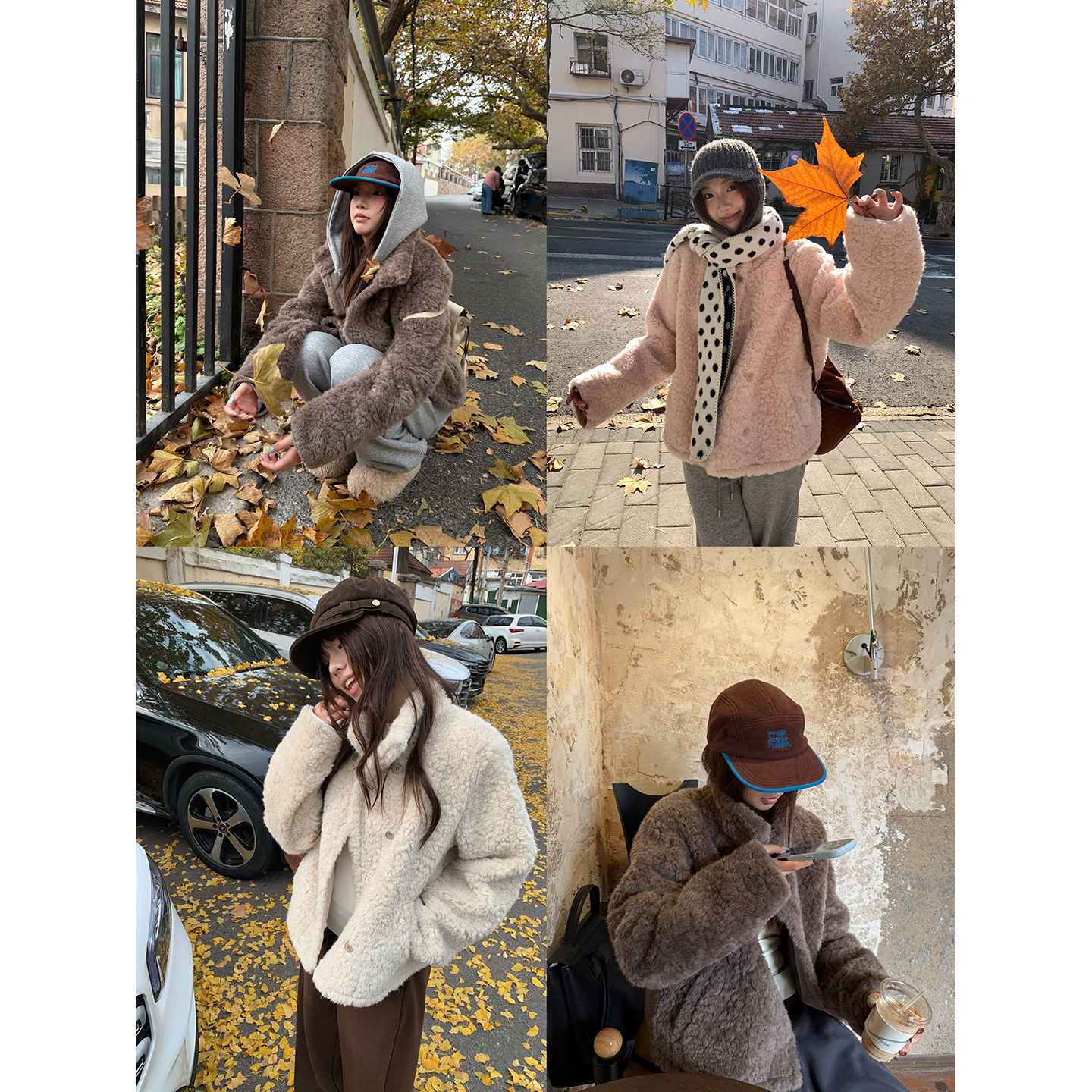 荒荒家奶fufu颗粒毛绒茸立领外套2025冬季新款宽松加厚保暖夹克女