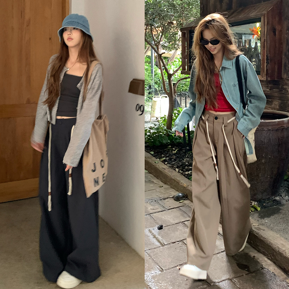 荒荒家麻花腰带休闲裤