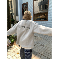荒荒家 刺绣毛边加绒卫衣2024秋冬新款减龄小众套头设计上衣女ins