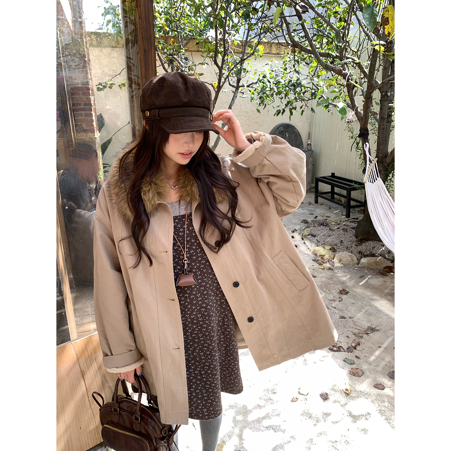 荒荒家毛里风衣外套保暖夹克