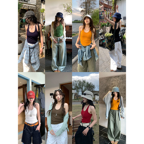 荒荒家Y字螺纹美背吊带