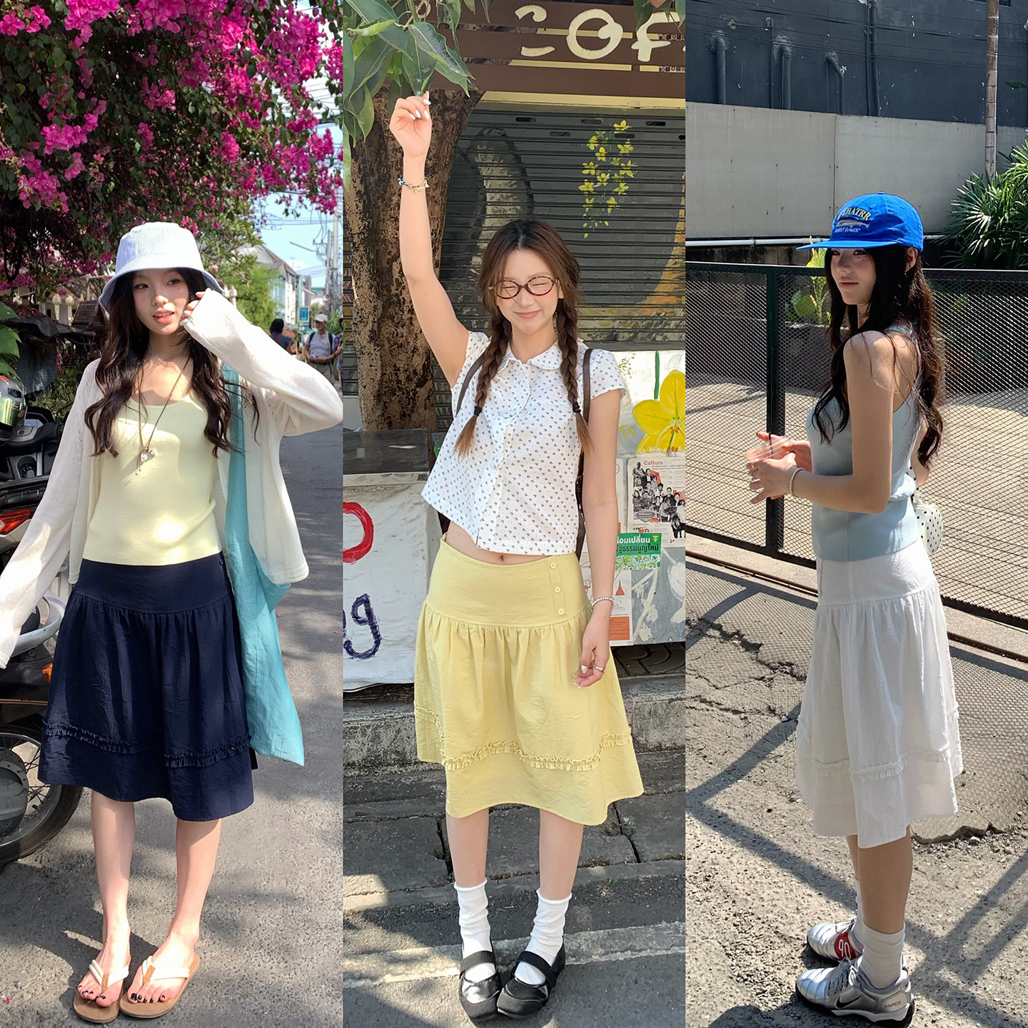 荒荒家宽腰木耳边半身裙2026春季新款韩版复古温柔风设计感中长裙