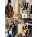 复古质感抓毛小众休闲外套女 新款 荒荒家 双拉头连帽卫衣2025冬季