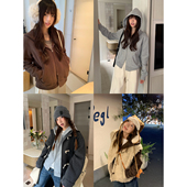 新款 荒荒家 双拉头连帽卫衣2025冬季 复古质感抓毛小众休闲外套女