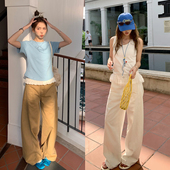 牛仔裤 阔腿宽松休闲裤 2026夏季 直筒高腰美式 女 新款 荒荒家纯色工装