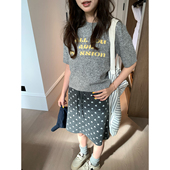 荒荒家 星星针织半身裙2026春秋新款 小众抽绳设计休闲a字灰色短裙