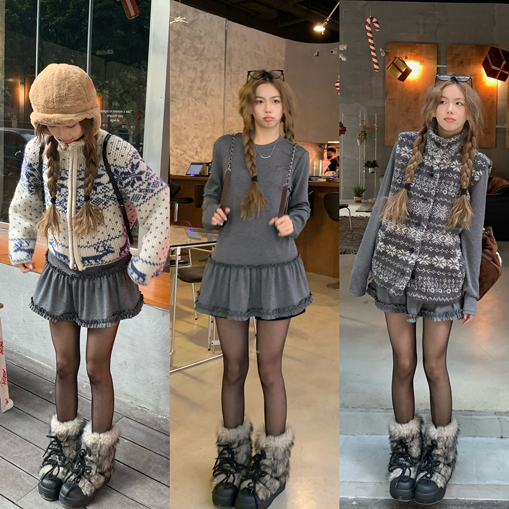 荒荒家木耳边长款上衣