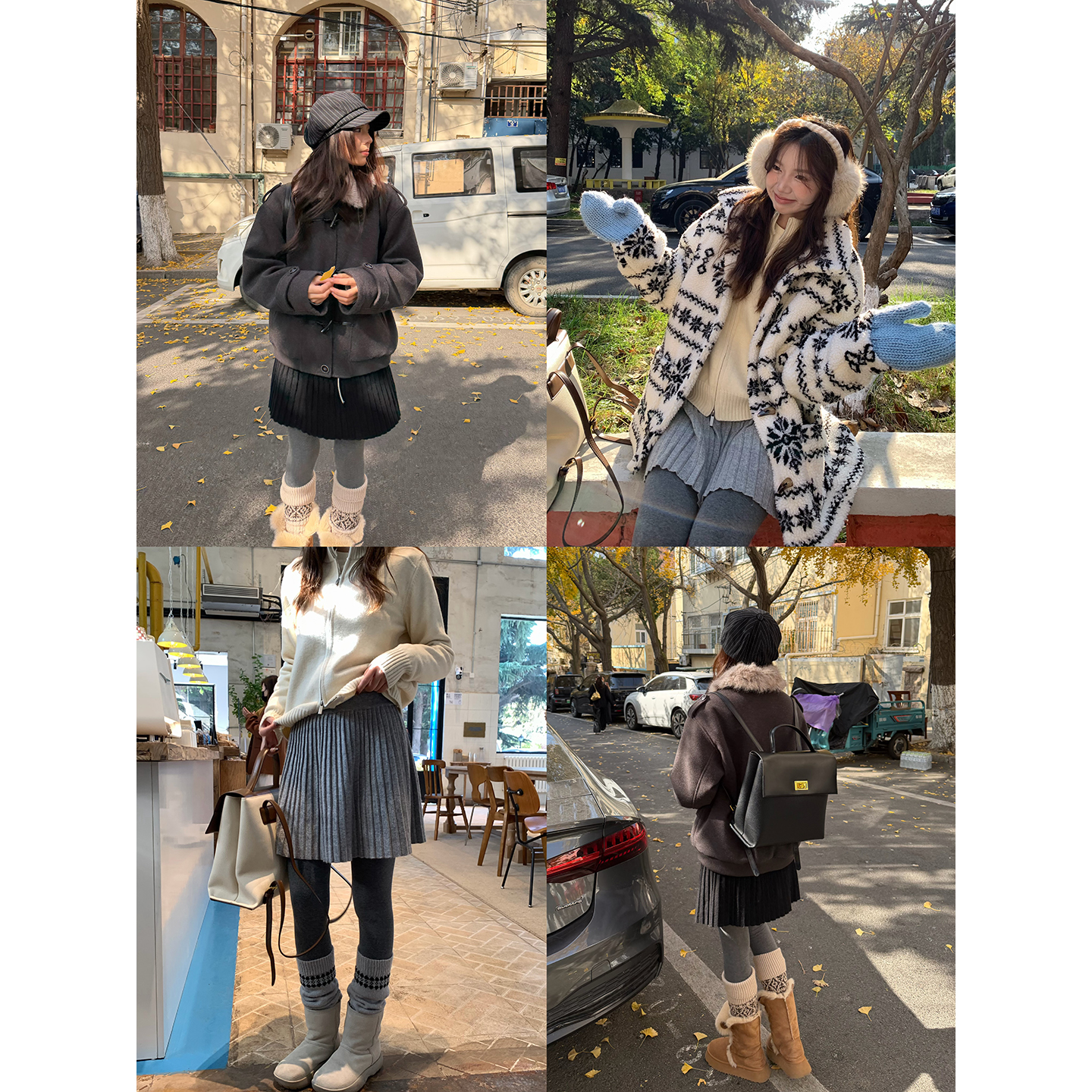 荒荒家 百褶半身裙2025冬季新款复古减龄百搭保暖a字宽松针织短裙