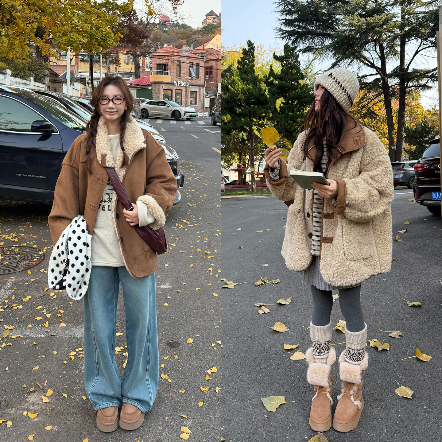 荒荒家 麂皮毛绒两面穿外套2025冬季新款小众保暖宽松设计夹克女