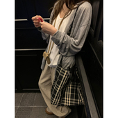 荒荒家雪花软软开衫 女 慵懒宽松休闲灰色小衫 外套2025早秋新款 薄款