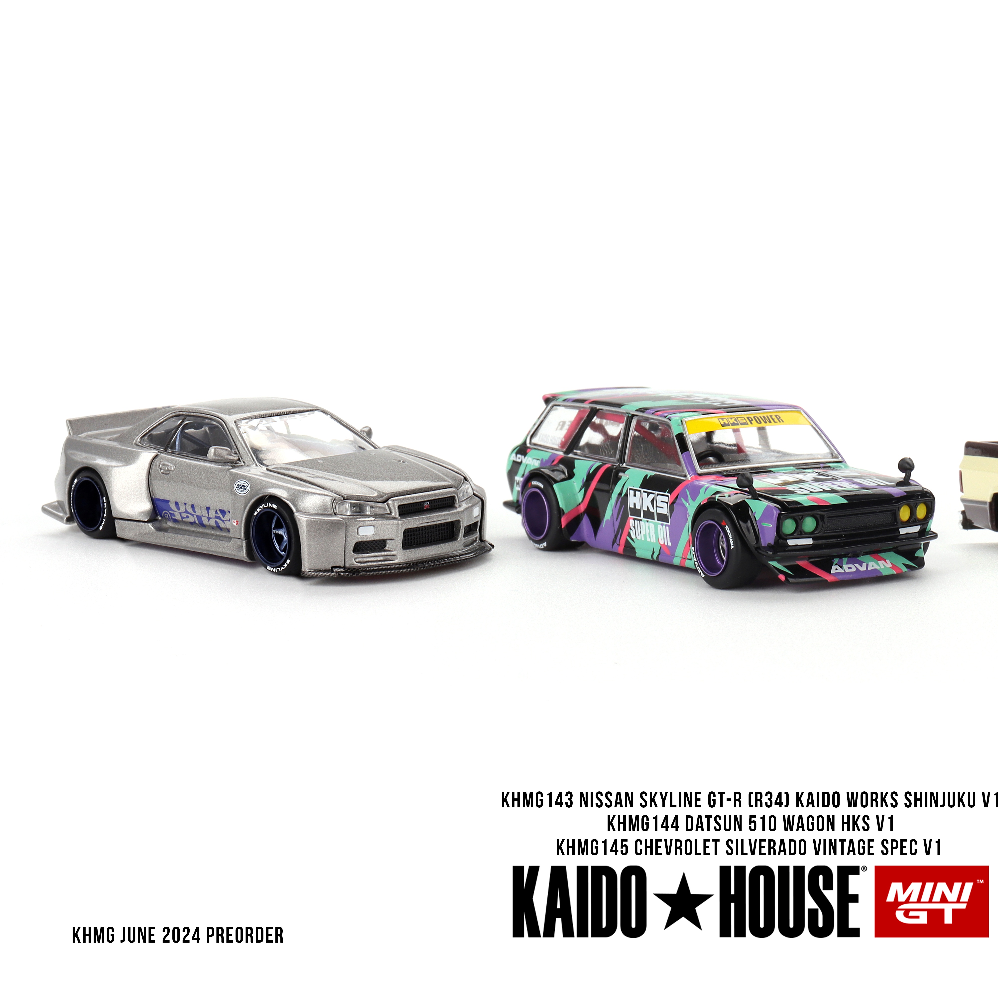 Kaido House + MINIGT 1:64 日产R34 达特桑510 皮卡 合金车模型