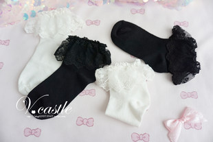 Японские милые хлопковые кружевные носки, (в наличии на складе), стиль Лолита, кружевное платье