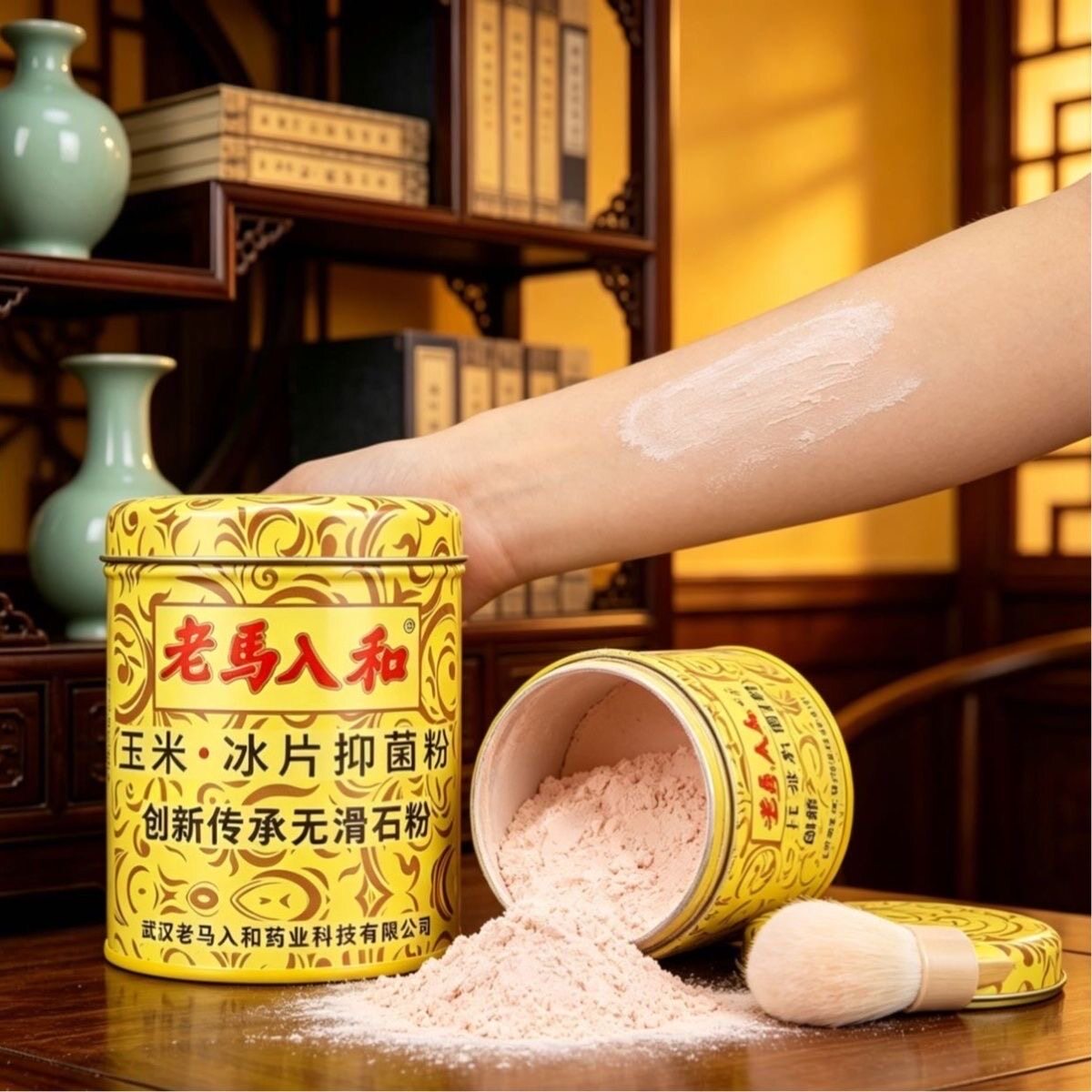 老马入和玉米冰片粉抑菌无滑石粉清凉薄荷冰凉痱子粉爽身粉去痱粉