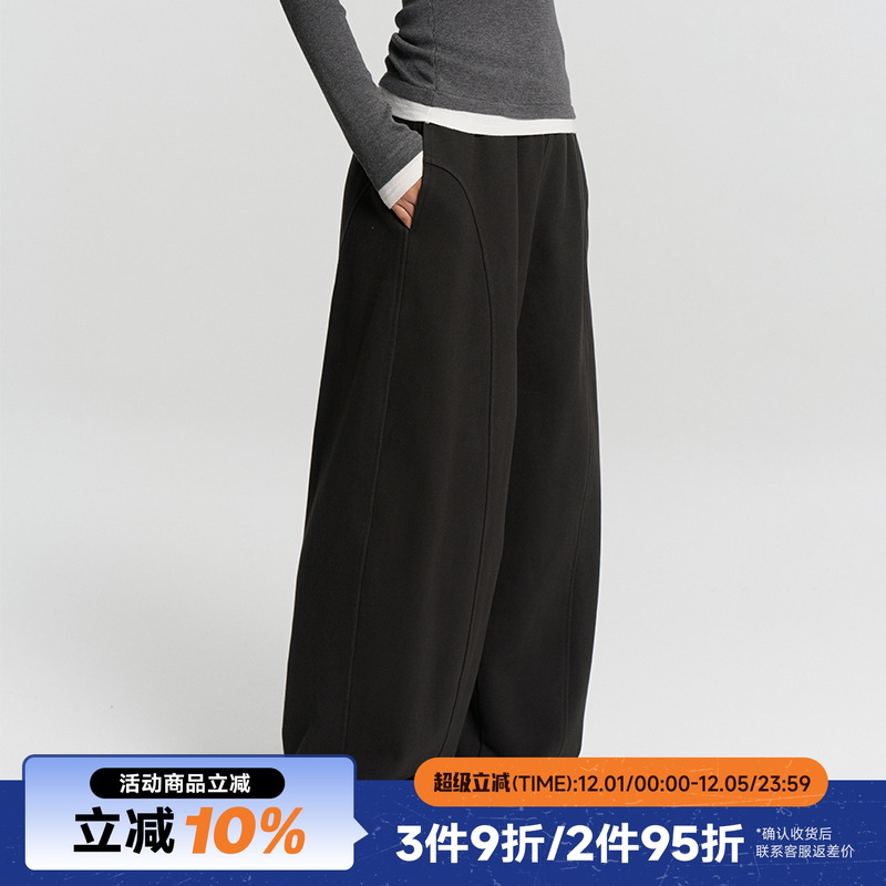 RAPPEYE 弯刀卫裤女美式新款高腰宽松简约直筒显瘦休闲运动阔腿裤