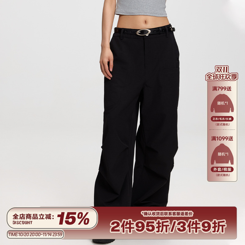 RAPPEYE新款刺绣褶皱工装裤