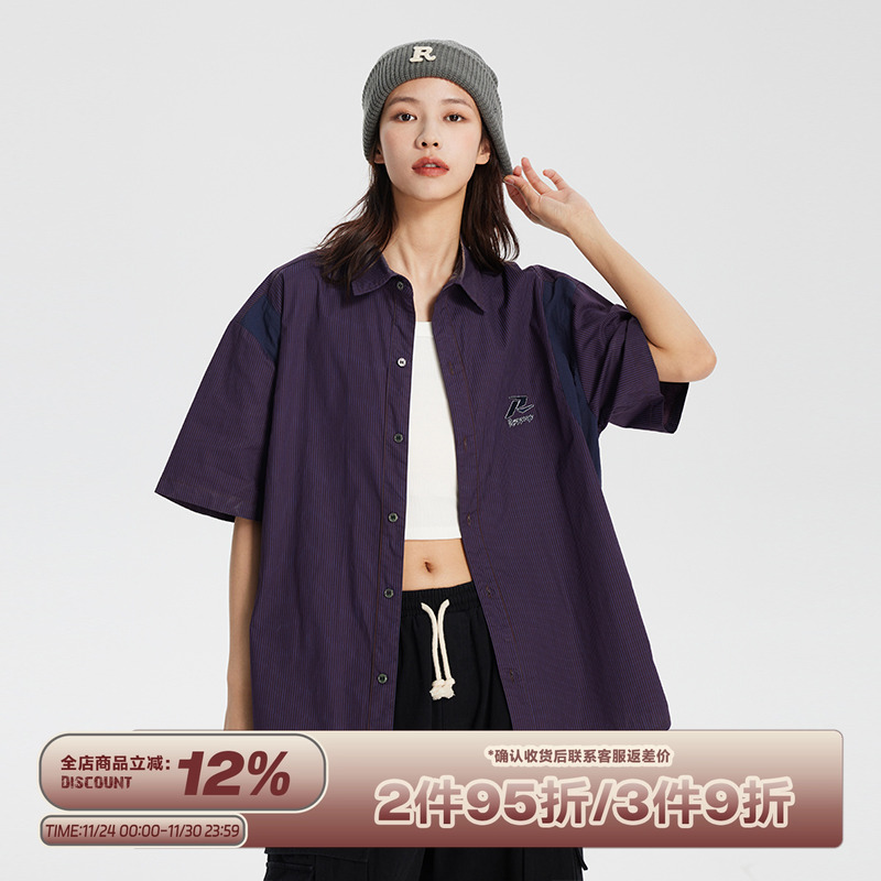 RAPPEYE竖条纹翻领短袖