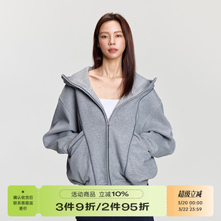 RAPPEYE 潮牌美式重磅500g连帽拉链开衫外套明辑线廓形空气层卫衣