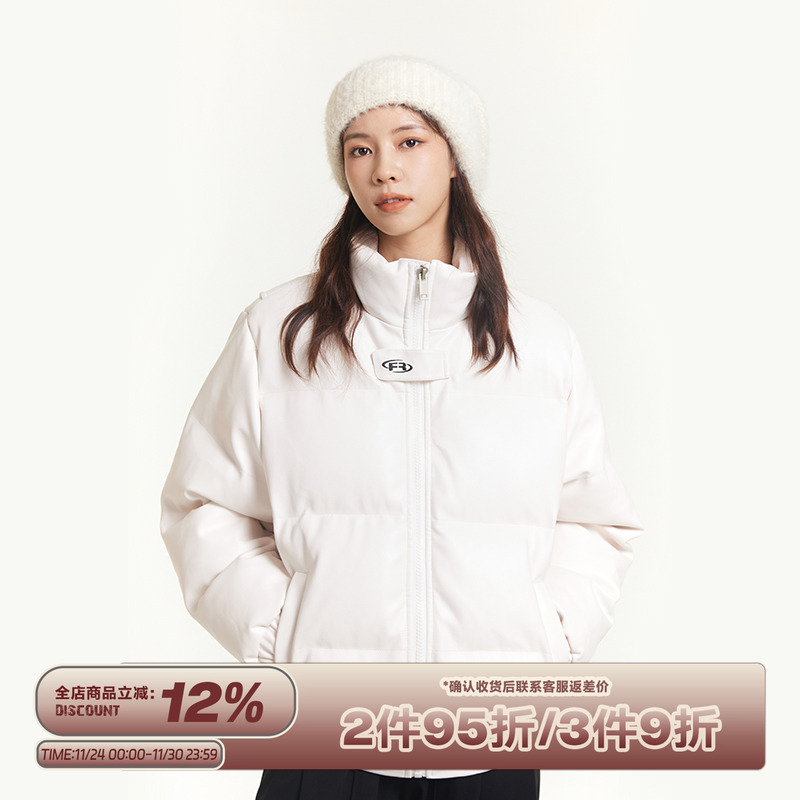 RAPPEYE加厚美式钢印PU皮棉服