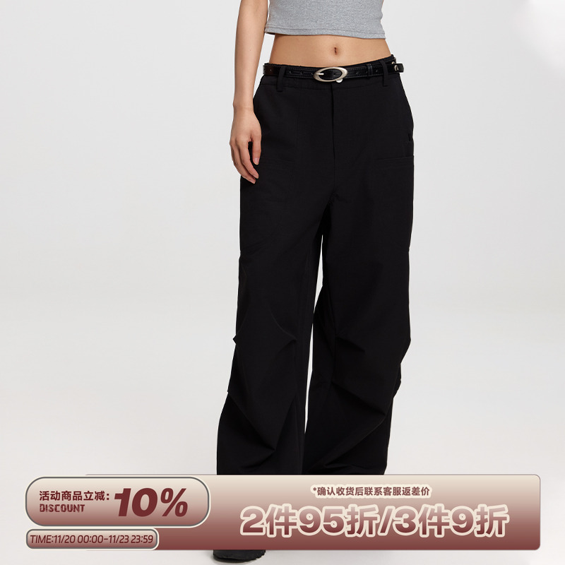 RAPPEYE新款刺绣褶皱工装裤