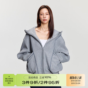 RAPPEYE 潮牌美式重磅500g连帽拉链开衫外套明辑线廓形空气层卫衣