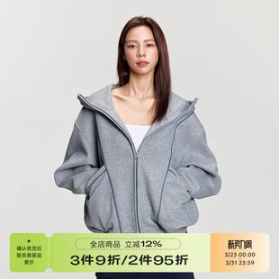 RAPPEYE 潮牌美式重磅500g连帽拉链开衫外套明辑线廓形空气层卫衣